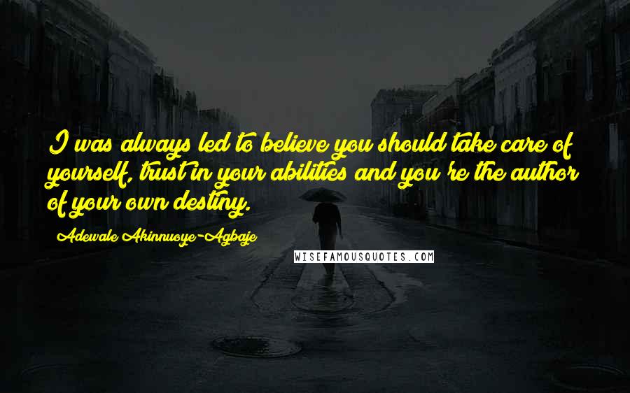 Adewale Akinnuoye-Agbaje Quotes: I was always led to believe you should take care of yourself, trust in your abilities and you're the author of your own destiny.