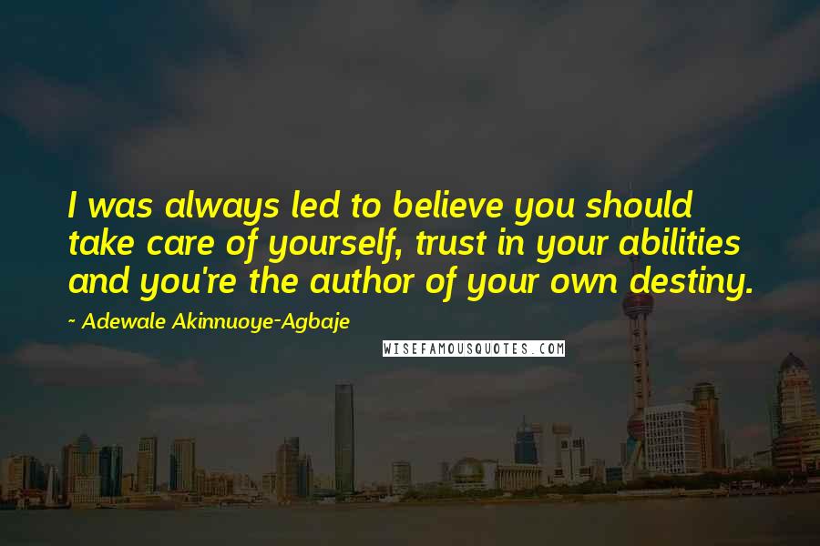 Adewale Akinnuoye-Agbaje Quotes: I was always led to believe you should take care of yourself, trust in your abilities and you're the author of your own destiny.