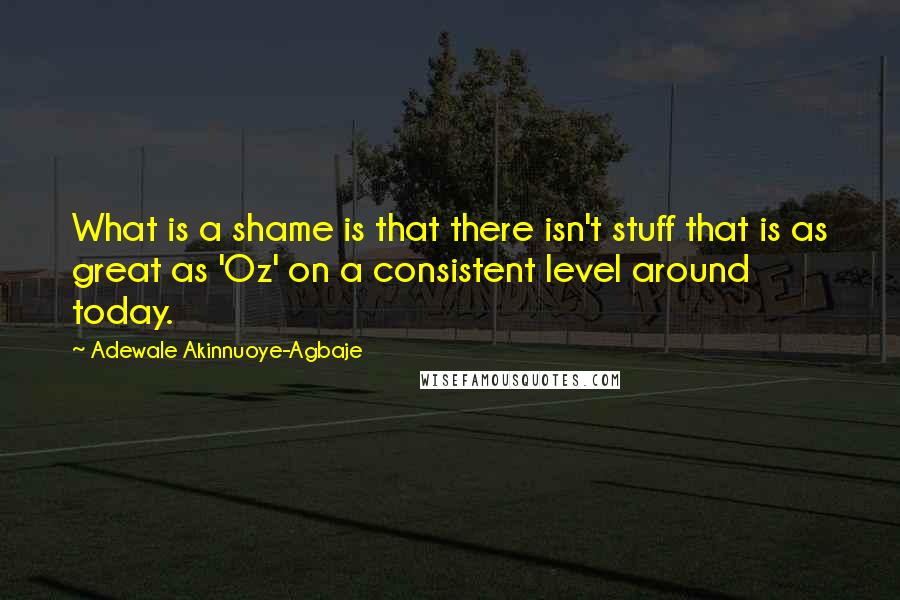 Adewale Akinnuoye-Agbaje Quotes: What is a shame is that there isn't stuff that is as great as 'Oz' on a consistent level around today.