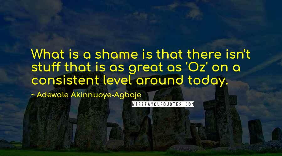 Adewale Akinnuoye-Agbaje Quotes: What is a shame is that there isn't stuff that is as great as 'Oz' on a consistent level around today.