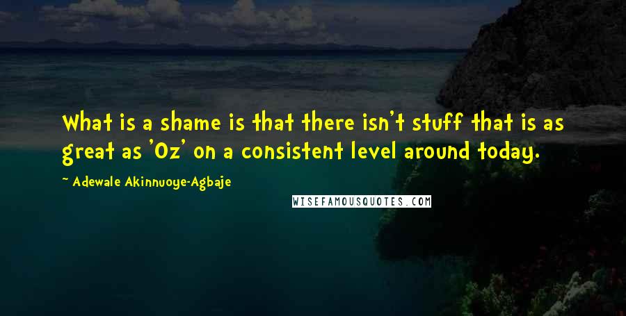 Adewale Akinnuoye-Agbaje Quotes: What is a shame is that there isn't stuff that is as great as 'Oz' on a consistent level around today.