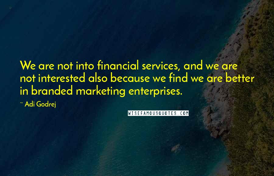 Adi Godrej Quotes: We are not into financial services, and we are not interested also because we find we are better in branded marketing enterprises.