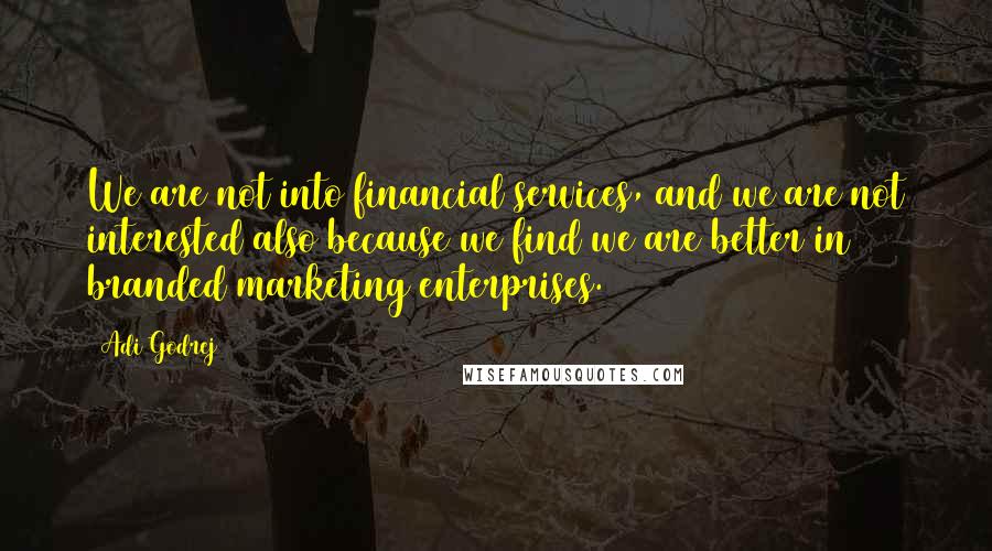 Adi Godrej Quotes: We are not into financial services, and we are not interested also because we find we are better in branded marketing enterprises.