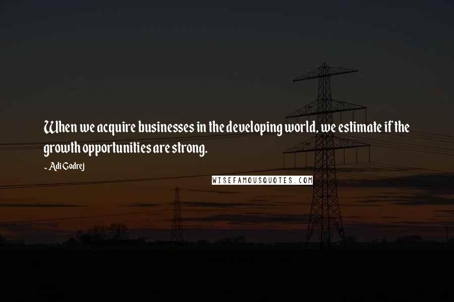 Adi Godrej Quotes: When we acquire businesses in the developing world, we estimate if the growth opportunities are strong.