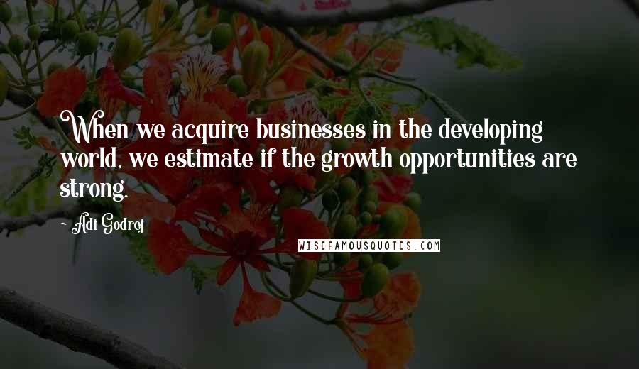 Adi Godrej Quotes: When we acquire businesses in the developing world, we estimate if the growth opportunities are strong.