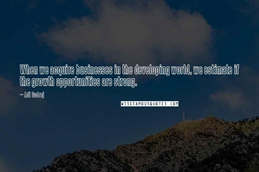 Adi Godrej Quotes: When we acquire businesses in the developing world, we estimate if the growth opportunities are strong.