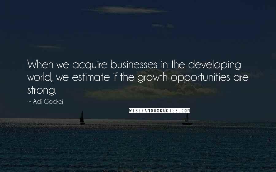 Adi Godrej Quotes: When we acquire businesses in the developing world, we estimate if the growth opportunities are strong.