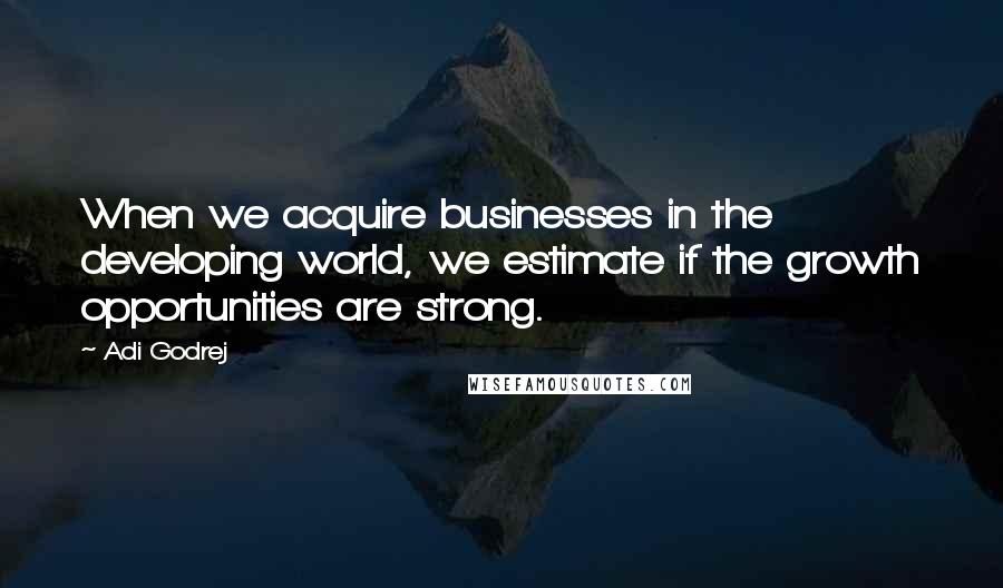 Adi Godrej Quotes: When we acquire businesses in the developing world, we estimate if the growth opportunities are strong.