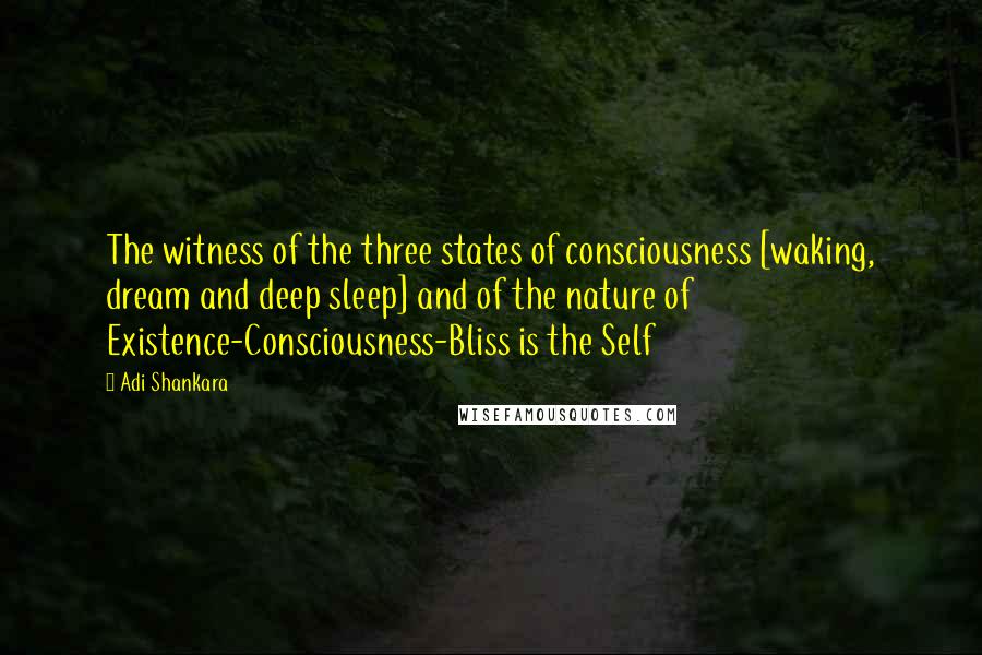 Adi Shankara Quotes: The witness of the three states of consciousness [waking, dream and deep sleep] and of the nature of Existence-Consciousness-Bliss is the Self