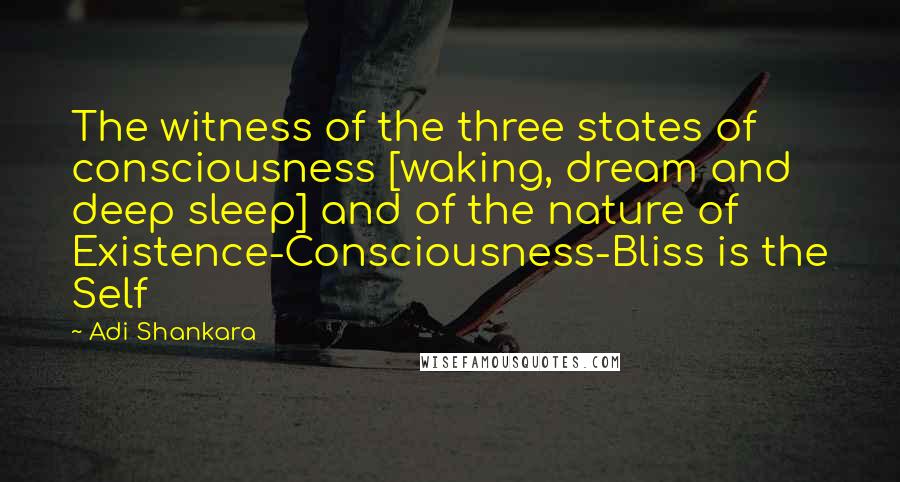 Adi Shankara Quotes: The witness of the three states of consciousness [waking, dream and deep sleep] and of the nature of Existence-Consciousness-Bliss is the Self