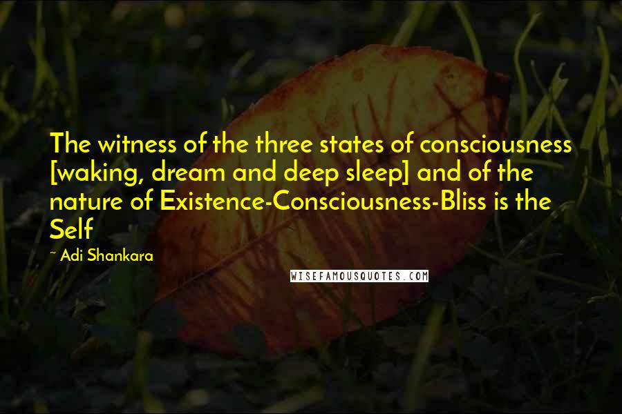 Adi Shankara Quotes: The witness of the three states of consciousness [waking, dream and deep sleep] and of the nature of Existence-Consciousness-Bliss is the Self