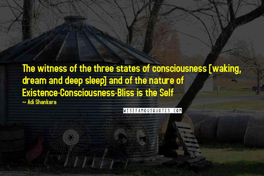 Adi Shankara Quotes: The witness of the three states of consciousness [waking, dream and deep sleep] and of the nature of Existence-Consciousness-Bliss is the Self