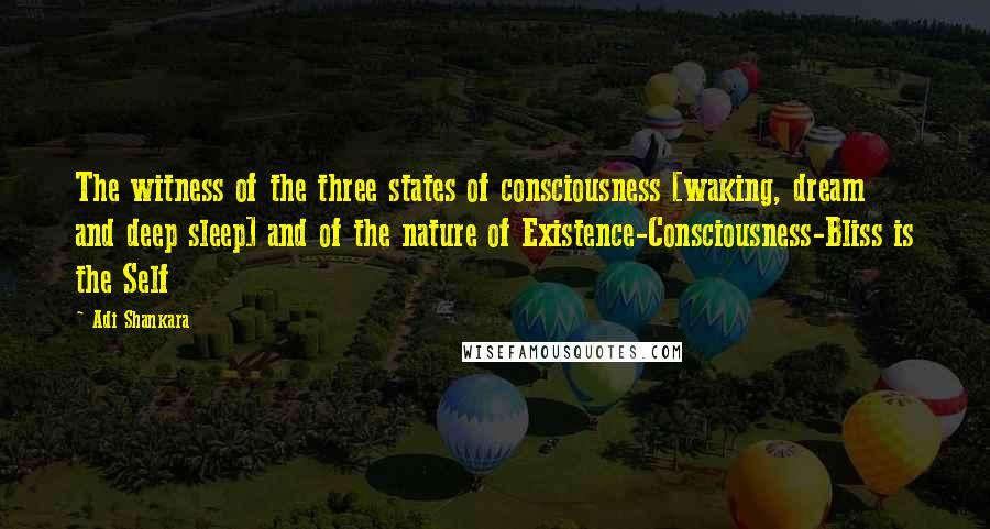 Adi Shankara Quotes: The witness of the three states of consciousness [waking, dream and deep sleep] and of the nature of Existence-Consciousness-Bliss is the Self