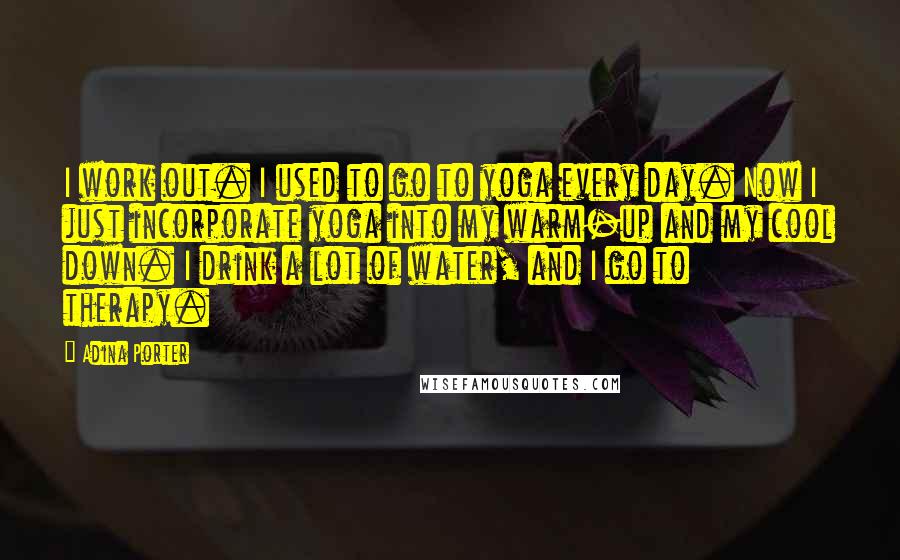 Adina Porter Quotes: I work out. I used to go to yoga every day. Now I just incorporate yoga into my warm-up and my cool down. I drink a lot of water, and I go to therapy.