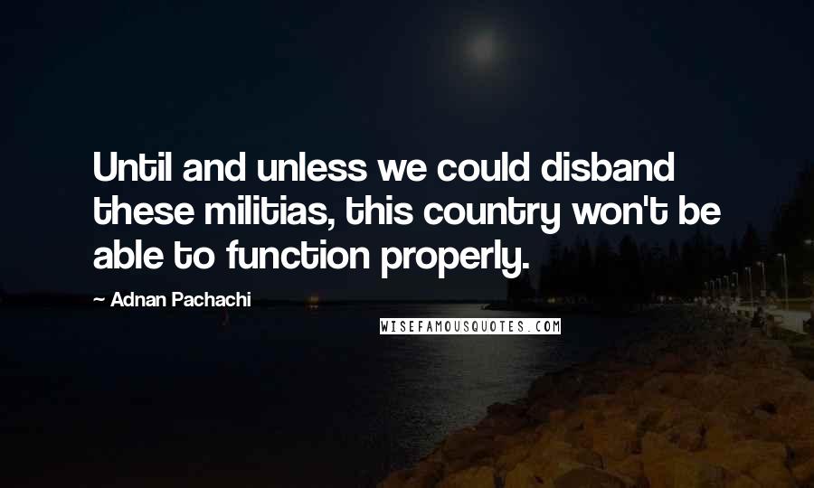 Adnan Pachachi Quotes: Until and unless we could disband these militias, this country won't be able to function properly.