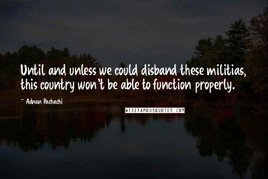 Adnan Pachachi Quotes: Until and unless we could disband these militias, this country won't be able to function properly.