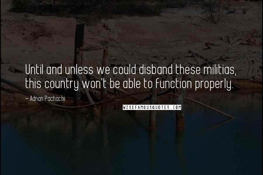 Adnan Pachachi Quotes: Until and unless we could disband these militias, this country won't be able to function properly.