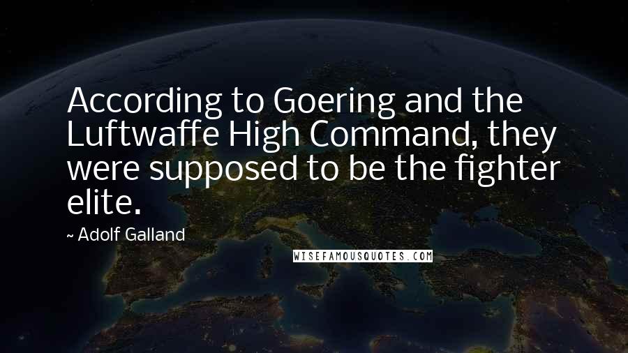 Adolf Galland Quotes: According to Goering and the Luftwaffe High Command, they were supposed to be the fighter elite.