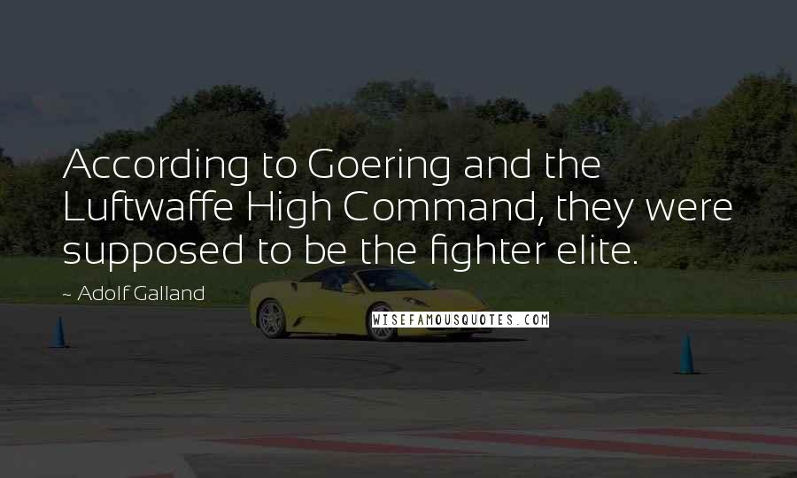 Adolf Galland Quotes: According to Goering and the Luftwaffe High Command, they were supposed to be the fighter elite.