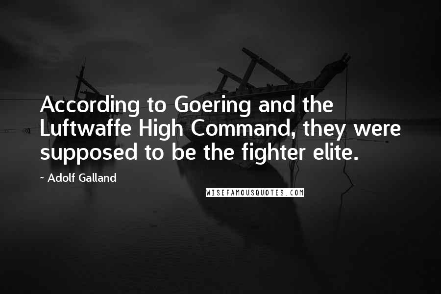 Adolf Galland Quotes: According to Goering and the Luftwaffe High Command, they were supposed to be the fighter elite.