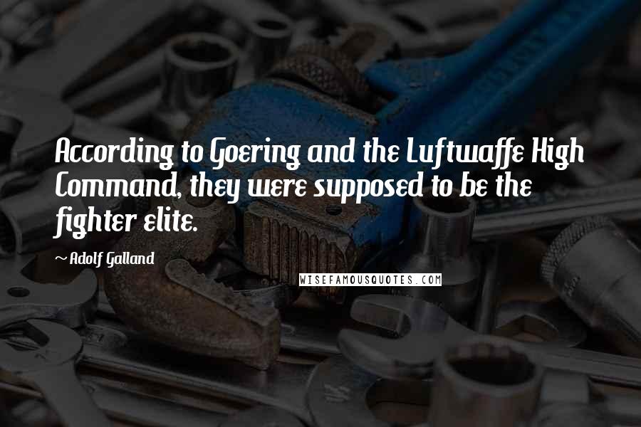 Adolf Galland Quotes: According to Goering and the Luftwaffe High Command, they were supposed to be the fighter elite.