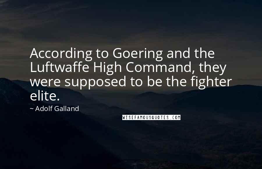 Adolf Galland Quotes: According to Goering and the Luftwaffe High Command, they were supposed to be the fighter elite.