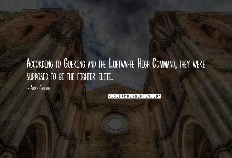 Adolf Galland Quotes: According to Goering and the Luftwaffe High Command, they were supposed to be the fighter elite.