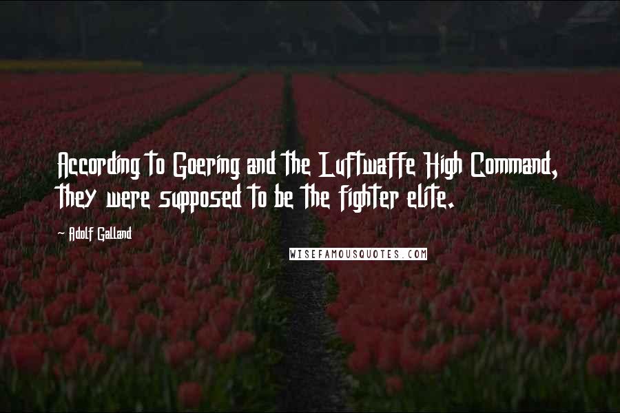 Adolf Galland Quotes: According to Goering and the Luftwaffe High Command, they were supposed to be the fighter elite.