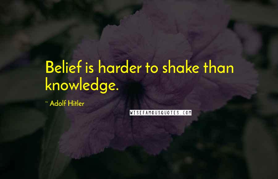 Adolf Hitler Quotes: Belief is harder to shake than knowledge.