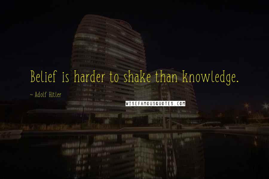 Adolf Hitler Quotes: Belief is harder to shake than knowledge.