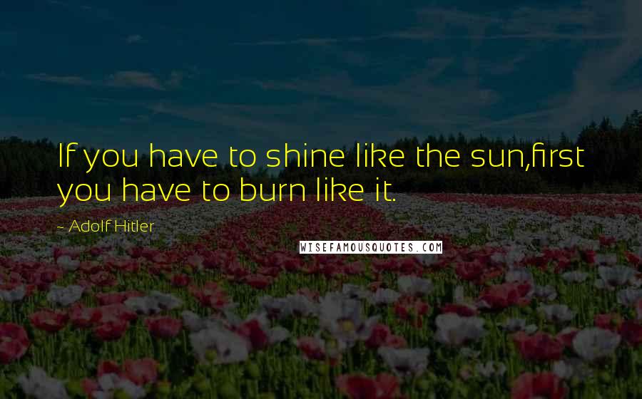 Adolf Hitler Quotes: If you have to shine like the sun,first you have to burn like it.