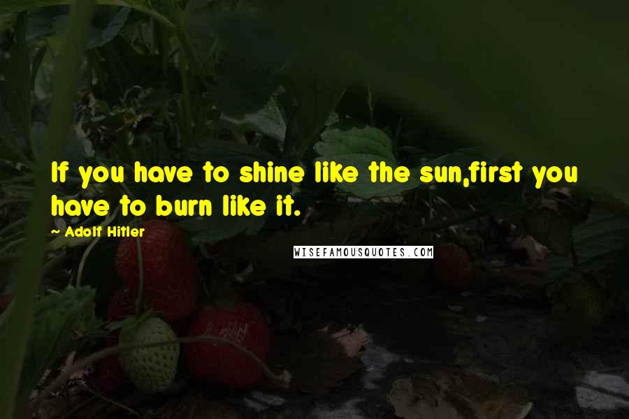 Adolf Hitler Quotes: If you have to shine like the sun,first you have to burn like it.