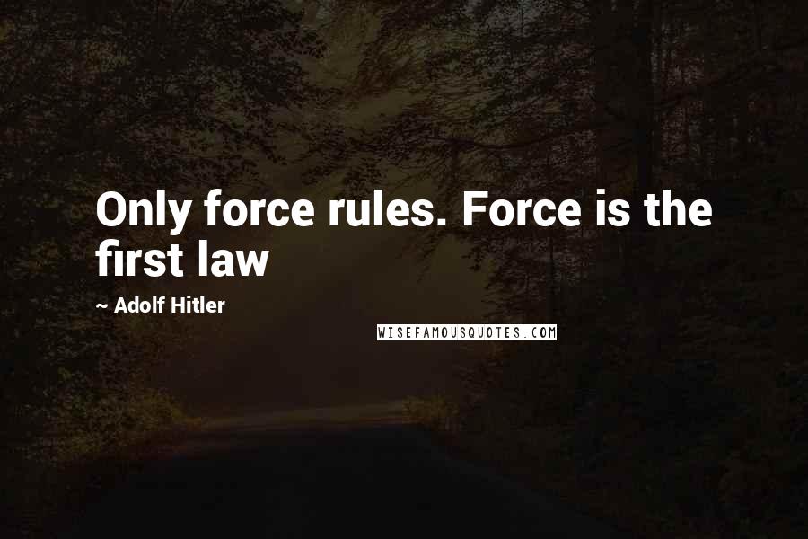 Adolf Hitler Quotes: Only force rules. Force is the first law