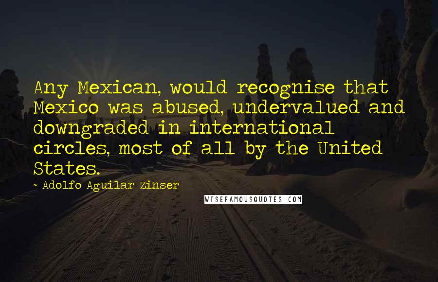 Adolfo Aguilar Zinser Quotes: Any Mexican, would recognise that Mexico was abused, undervalued and downgraded in international circles, most of all by the United States.