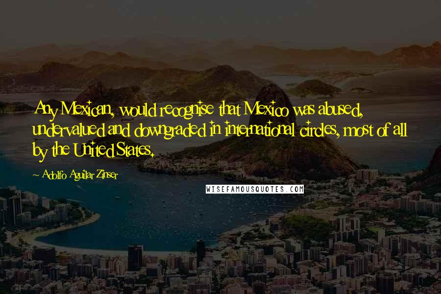 Adolfo Aguilar Zinser Quotes: Any Mexican, would recognise that Mexico was abused, undervalued and downgraded in international circles, most of all by the United States.