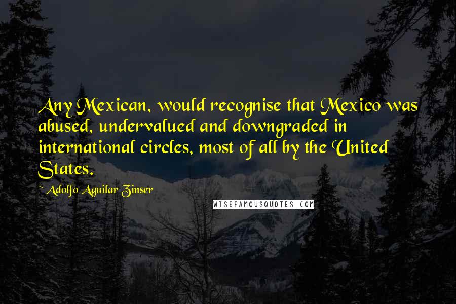 Adolfo Aguilar Zinser Quotes: Any Mexican, would recognise that Mexico was abused, undervalued and downgraded in international circles, most of all by the United States.
