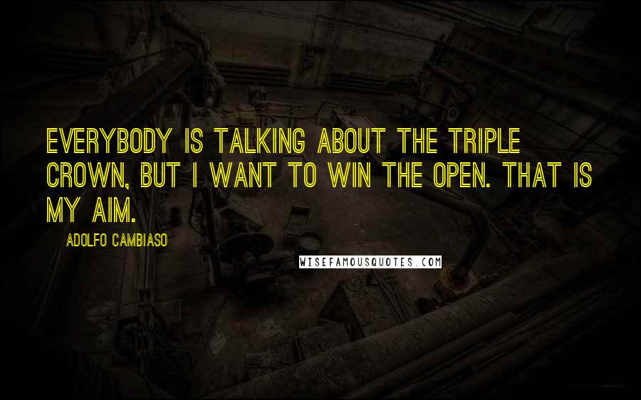 Adolfo Cambiaso Quotes: Everybody is talking about the Triple Crown, but I want to win the Open. That is my aim.