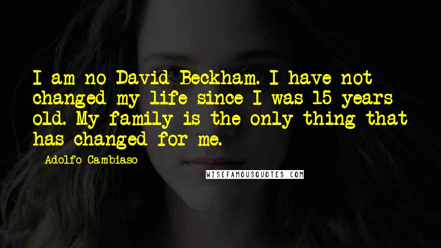 Adolfo Cambiaso Quotes: I am no David Beckham. I have not changed my life since I was 15 years old. My family is the only thing that has changed for me.