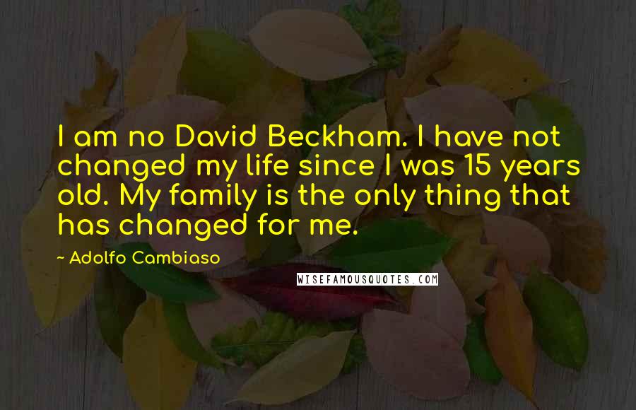 Adolfo Cambiaso Quotes: I am no David Beckham. I have not changed my life since I was 15 years old. My family is the only thing that has changed for me.