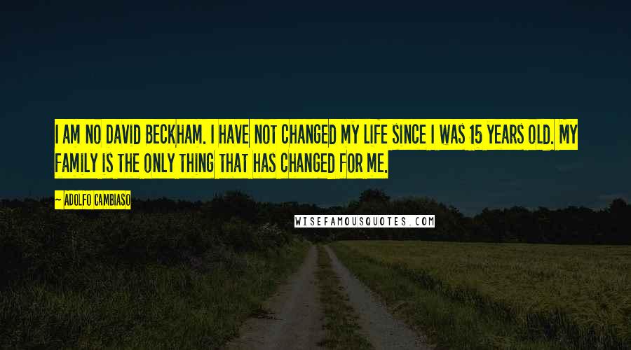 Adolfo Cambiaso Quotes: I am no David Beckham. I have not changed my life since I was 15 years old. My family is the only thing that has changed for me.