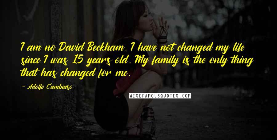 Adolfo Cambiaso Quotes: I am no David Beckham. I have not changed my life since I was 15 years old. My family is the only thing that has changed for me.