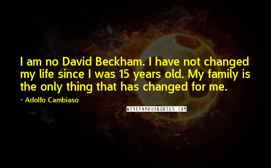 Adolfo Cambiaso Quotes: I am no David Beckham. I have not changed my life since I was 15 years old. My family is the only thing that has changed for me.