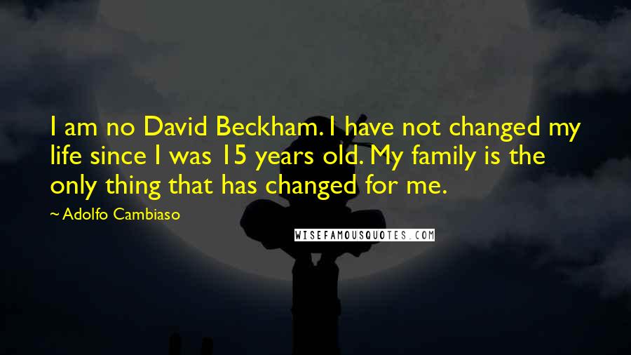 Adolfo Cambiaso Quotes: I am no David Beckham. I have not changed my life since I was 15 years old. My family is the only thing that has changed for me.