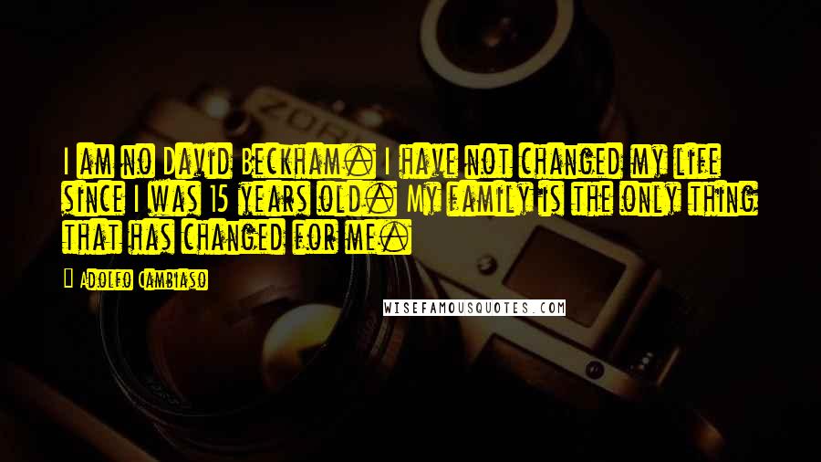 Adolfo Cambiaso Quotes: I am no David Beckham. I have not changed my life since I was 15 years old. My family is the only thing that has changed for me.