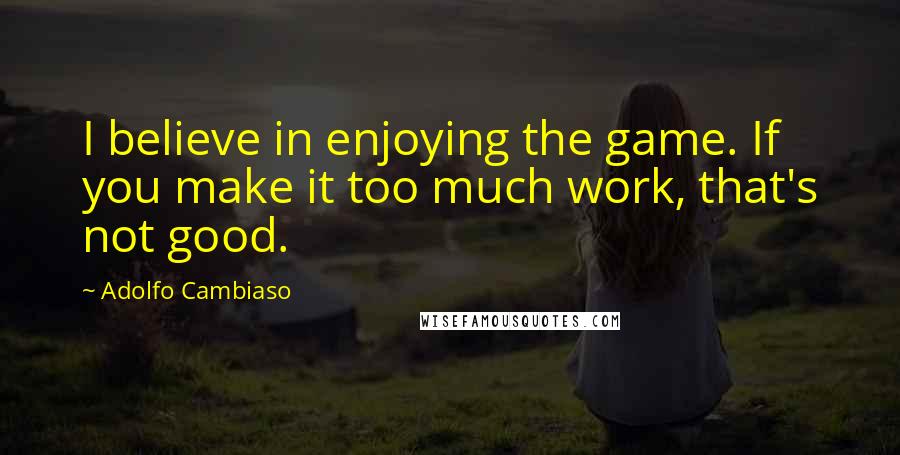 Adolfo Cambiaso Quotes: I believe in enjoying the game. If you make it too much work, that's not good.