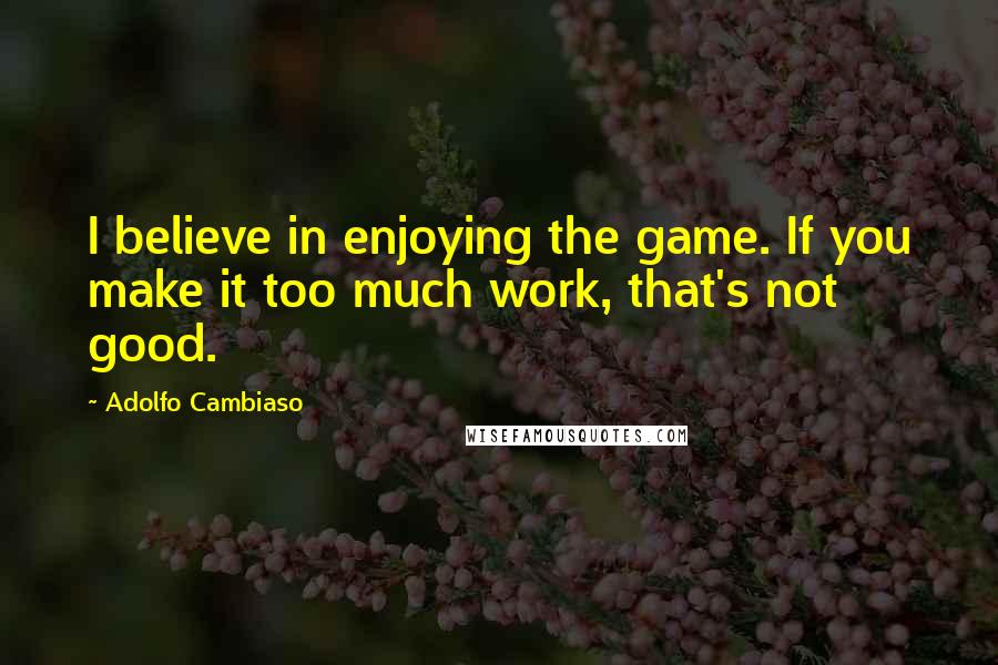 Adolfo Cambiaso Quotes: I believe in enjoying the game. If you make it too much work, that's not good.