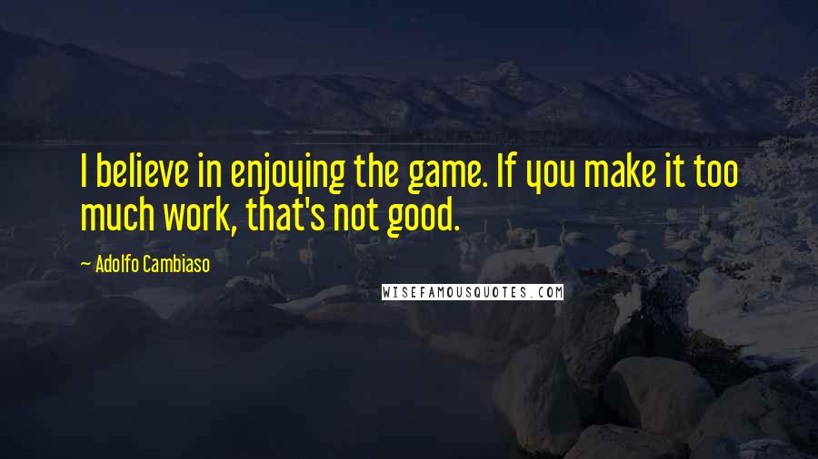 Adolfo Cambiaso Quotes: I believe in enjoying the game. If you make it too much work, that's not good.