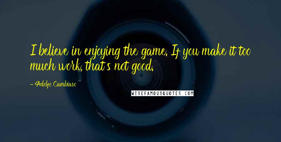 Adolfo Cambiaso Quotes: I believe in enjoying the game. If you make it too much work, that's not good.