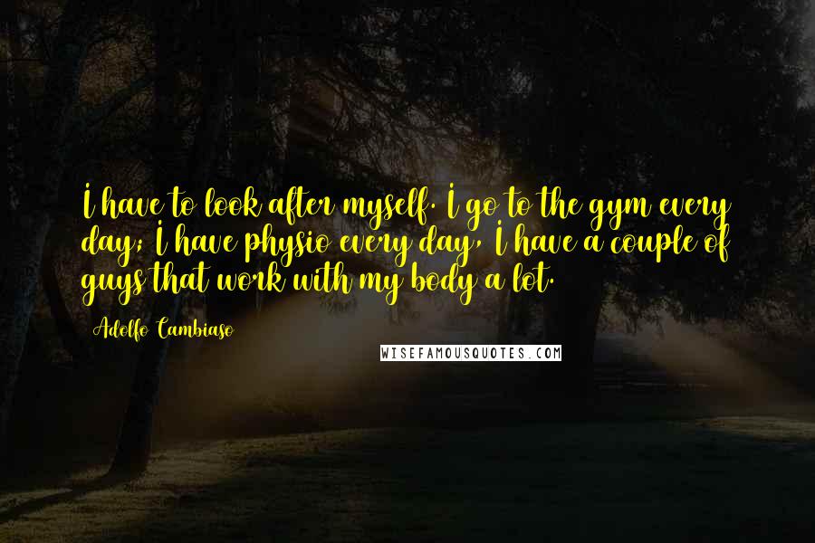 Adolfo Cambiaso Quotes: I have to look after myself. I go to the gym every day; I have physio every day, I have a couple of guys that work with my body a lot.