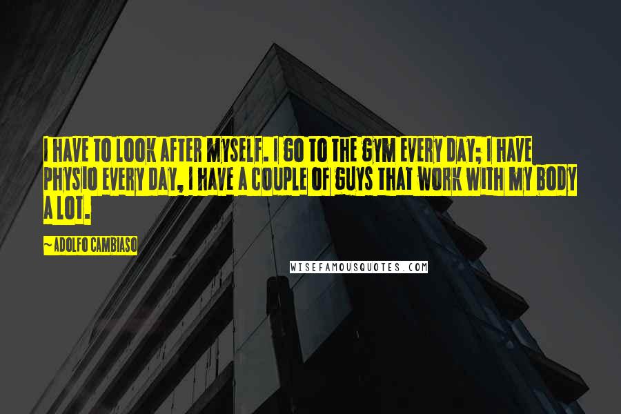 Adolfo Cambiaso Quotes: I have to look after myself. I go to the gym every day; I have physio every day, I have a couple of guys that work with my body a lot.